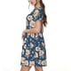 thumbnail image 2 of Fotbe Flower Vestido Largo de Moda para Mujer, Vestido Tipo Camiseta con Manga Corta y Estilo Casual a Rayas y Bloques de Color, 2 of 6