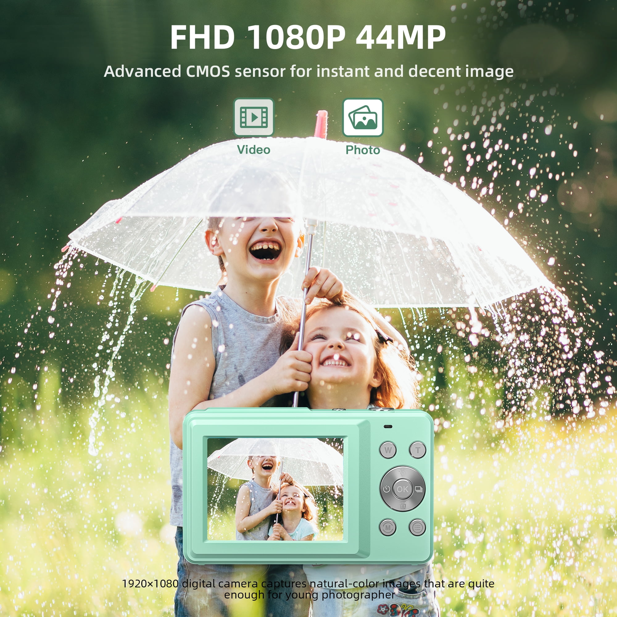 Digital Camera for Children with 16x Zoom 44MP for Photography and 1080P  for Video Recording (4 Colors) - PROFILM