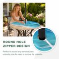 thumbnail image 4 of Round Outdoor Tablecloth with Umbrella Hole and Zipper, Teal Blue Coastal Beach Tablecloth with Elastic Waterproof, Summer Nautical Ocean Beige Seaside Patio Table Covers for 31" - 35" Pool Tables, 4 of 9
