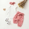 thumbnail image 2 of Byoo Newborn Girls Outfits Knitting Ruffles Long Sleeve Bodysuit Pants Headband 3Pcs Set, 2 of 8