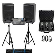 Samson Expedition XP800 800w 8" PA DJ Speakers+Active Mixer+Mics+Cables+Stands