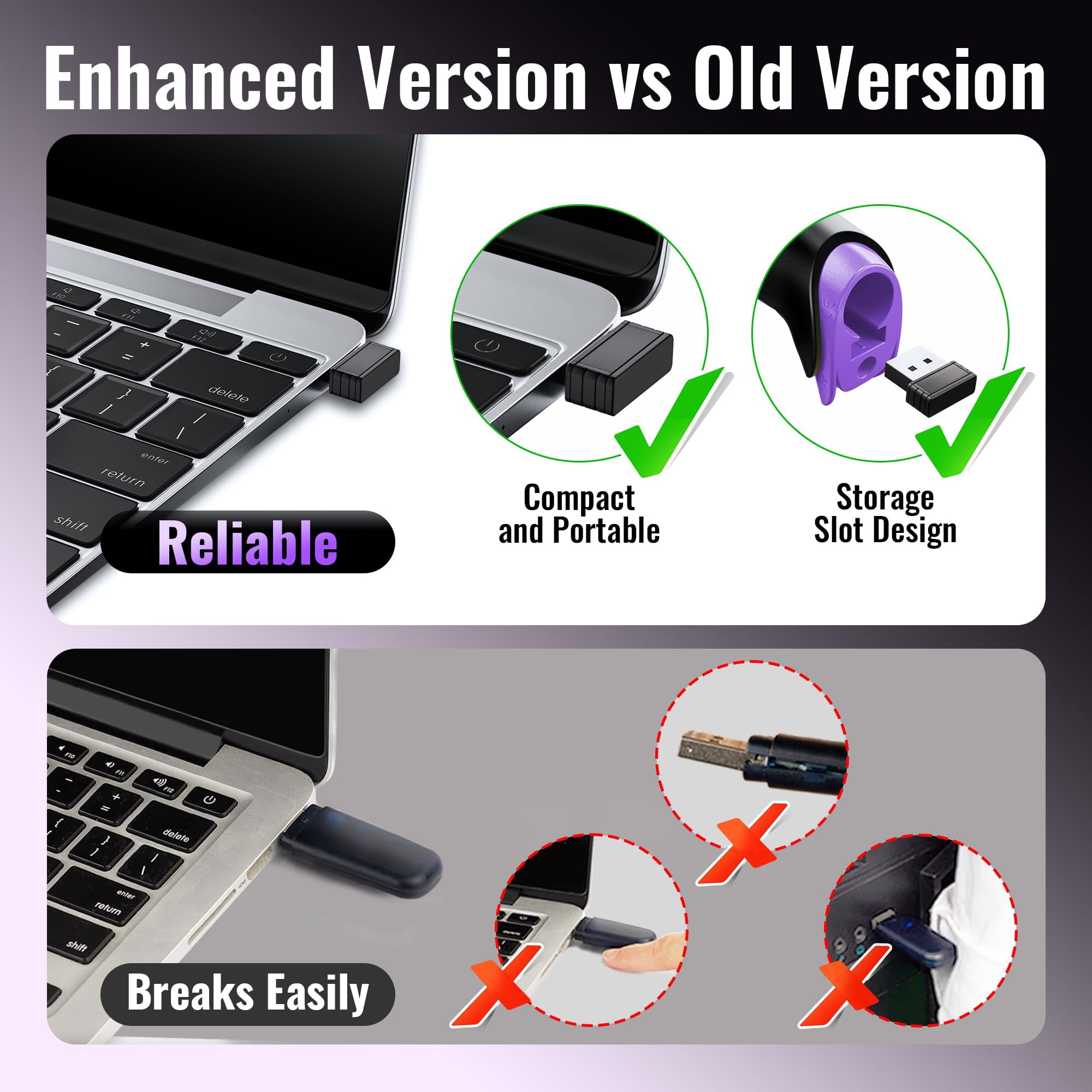 Tera 5100 Barcode Scanner Wireless 1D Laser QR Code Reader, Handheld 2-in-1 for POS with Windows Mac Linux (Purple)