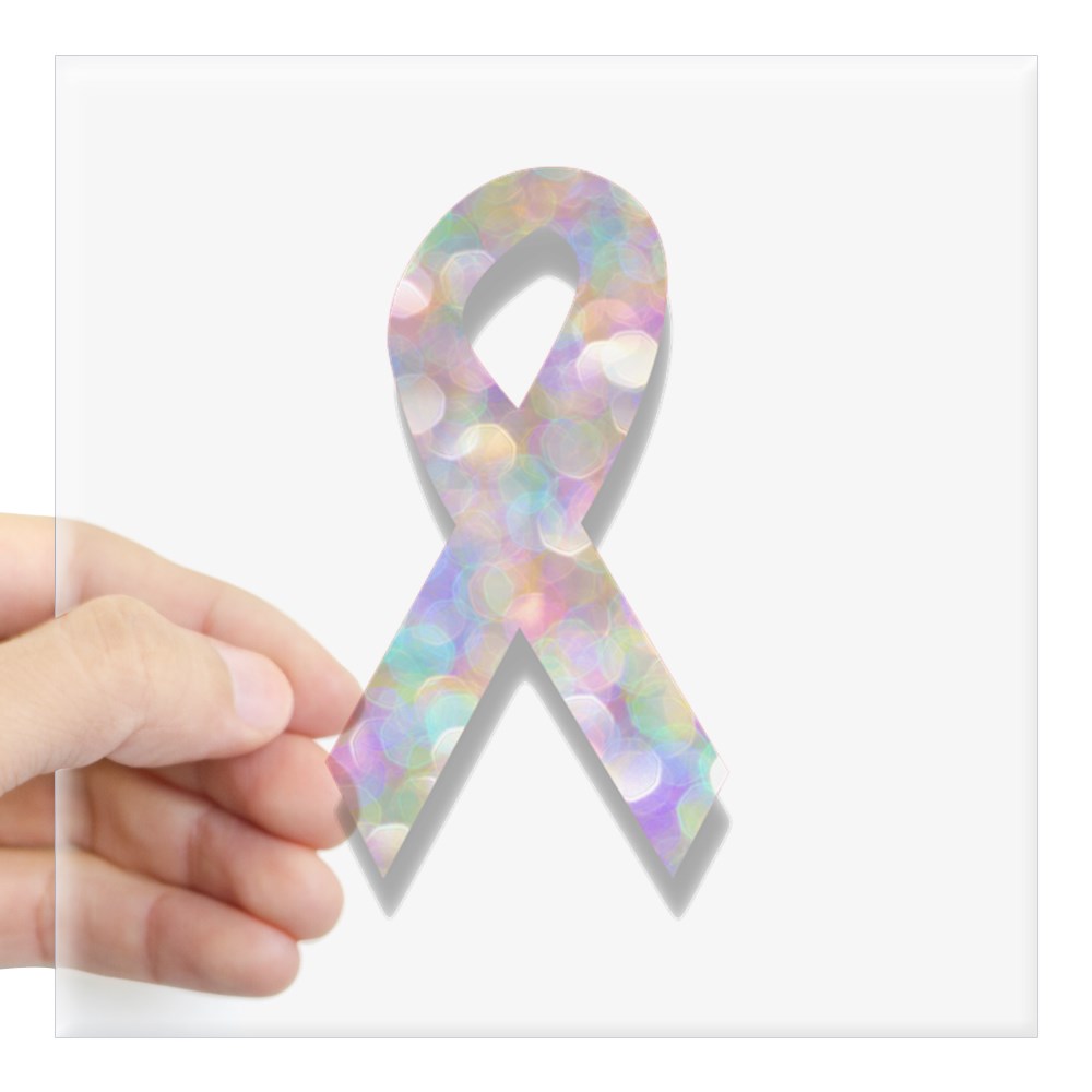 CafePress - Pearl Lung Cancer Ribbon Square Sticker 3 X 3 - Square