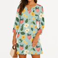 thumbnail image 2 of WTOBBY Women's Floral Print Button Down V-Neck 3/4 Sleeve Midi Dress, Casual Sundress with Pockets for Summer Vacation Essentials,Green 2XL, 2 of 6