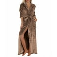thumbnail image 2 of Frostluinai Long Hooded Robe for Women Flannel Fleece Full Length Bathrobe Winter Warm Pajamas Shower Nightgown with Eye Mask Pocket, 2 of 9