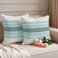 thumbnail image 2 of Teal Aqua Stripes Outdoor Waterproof Pillow Covers, Modern Ombre Abstract Aesthetics Decorative Square Throw Pillowcase Sofa Cushion Sham for Patio/Couch/Chair, 20"x20" 2 Pack, 2 of 8