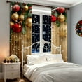 thumbnail image 4 of Mas Holiday Printed Curtains Holiday Season Printed Holidays Party Deco 2pcs 2D Flat Printeds Gold Xmas Print Curtains With Snowflakes(Peach Skin Velvet 39.5*87 In), 4 of 7