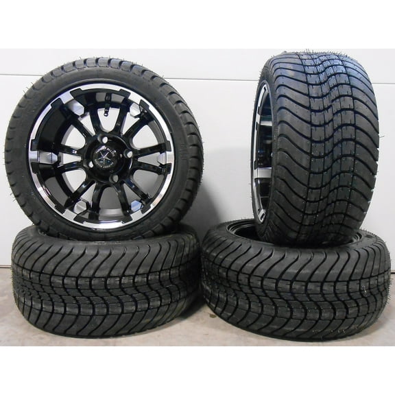 Fairway Alloys Sixer Golf Wheels 12" Lo Pro 225x35-12 Tires E-Z-GO & Club Car