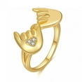 thumbnail image 1 of Love Hand Sign Rings For Women - Novelty Heart Shape Retro Alloy Rings Jewelry Accessory Gifts Gold, (size:10), 1 of 5