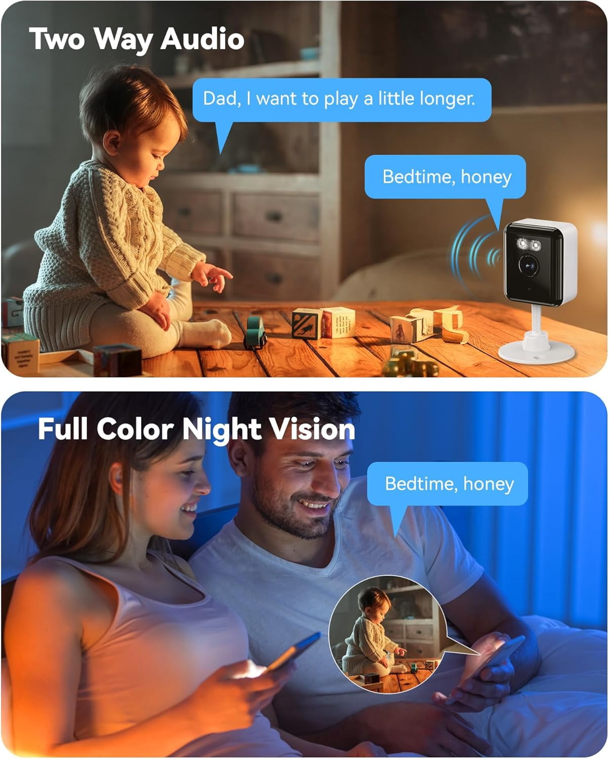 2K Cameras for Home Security, 2.4/5GHz Wi-Fi 6 Indoor Camera for Dog/Pet/Nanny/Baby, AI Text Recognition, Smart Search, Color Night Vision, 2 Way Talk, Human Detection(2 Pack)