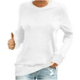 thumbnail image 2 of Aobny Women's Sweatshirt White Comfy Fitted Shirts Crew Neck Long Sleeve Pullover Womens Sweatshirt,L, 2 of 6
