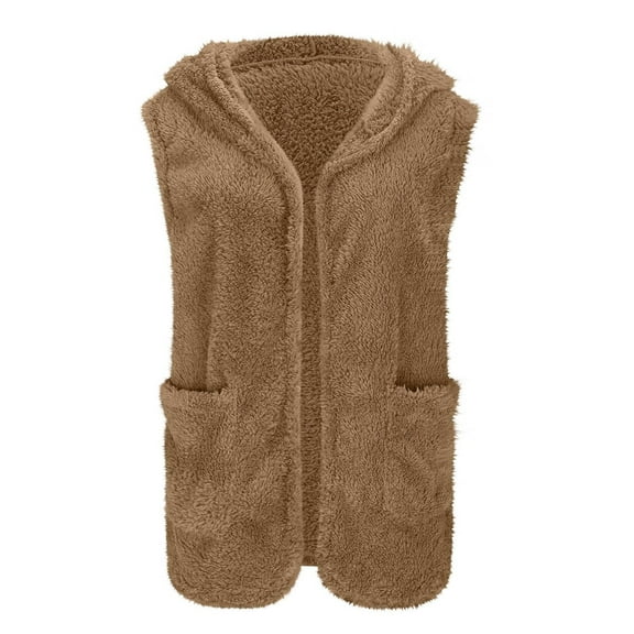 Gaexia Vest Tops for Women,Soft Thermal Lined Hooded Vest Sleeveless Jacket Outerwear Warm Zip Up Coat for Autumn Winter