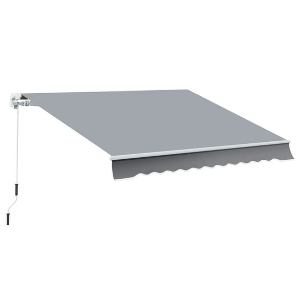 Outsunny 10' x 8' Manual Retractable Awning Shelter w/ Crank, Grey