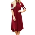 thumbnail image 1 of Robe Midi à Col Rond et à Taille Asymétrique à Rayures, 1 of 4