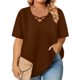 thumbnail image 2 of Mujeres Más Tamaño Manga Corta Tops, Moda Verano Color Sólido, V-Cuello Blusas, Más Tamaño Ropa de Verano para las Mujeres, 2 of 6