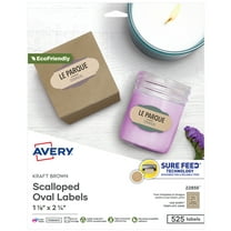 Avery Kraft Brown Scalloped Labels, 1-1/8" x 2-1/4", 525ct (22855)