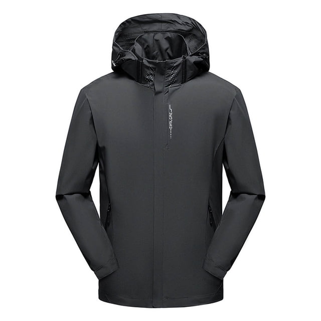 IROINNID Manteau d'Extérieur pour Hommes en Solde, Coupe-Vent de Randonnée Confortable, Imperméable, à Capuche, Manteau à Manches Longues, Manteau et Vestes à Capuche, Gris