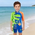 thumbnail image 6 of JAJAHO Boys One Piece Swimsuit With Matching Swim Cap 2 Piece Set Cartoon Dinosaur Sun Rash Guard Beachwear For Toddler And Kids 2-8Y Trendy Swimwear, 6 of 8