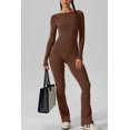 thumbnail image 3 of ORUYROP Womens Sexy Open Back Long Sleeve Flared Bottom Pants Romper Bodycon Jumpsuit, 3 of 6