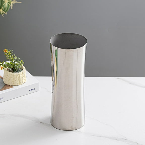 FRCOLOR Stainless Steel Flower Vase Silver Vase Modern Metal Flower Vases For Living Room Dining Table Centerpiece Bookshelf Decor For Home Decor