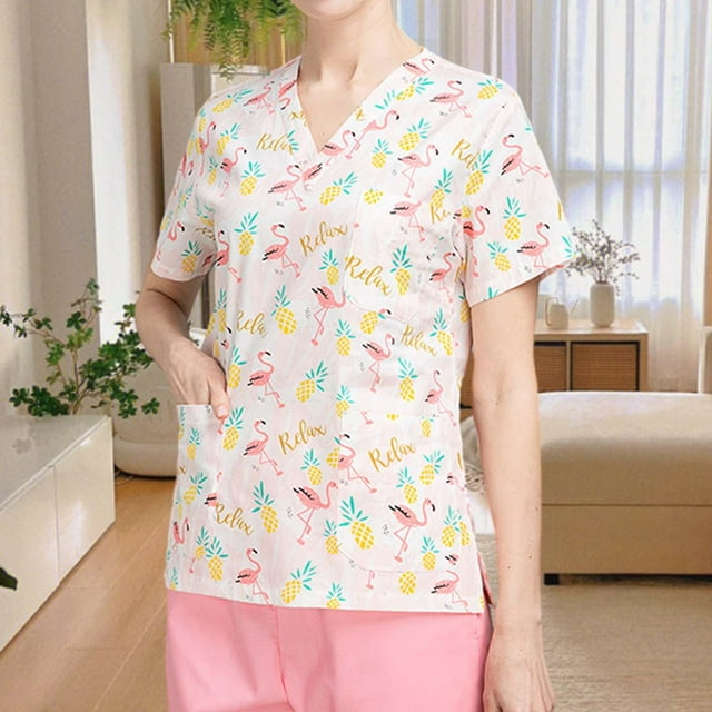 Blusas médicas de enfermería Fernando manga corta cuello en V