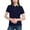 Green, variant on Womens Short Sleeve Shirts Classic Contrast Collar Cuffs Textured Mesh Fabric Slim Fit Versatile Tops