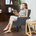 thumbnail image 3 of Magshion Upholstered Armchair, Accent Chair with Wood Leg, Cotton-linen Single Sofa Chair with Tufted Back, for Living Room Bedroom, Lava Gray, 3 of 9