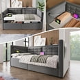 thumbnail image 5 of Euroco Upholstered Twin Size Daybed with Hydraulic Storage, Sofa Bed with USB Charging Station, Gray, 5 of 19