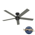 thumbnail image 5 of Hunter 52 inch Outdoor or Indoor Ceiling Fan No Light - Black Ceiling Fan without Light, For Patio, Porch, Garage, or Living Room, Standard Mount, 5 Blades, Wall Control - Burton 52247, Matte Black, 5 of 17