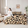 thumbnail image 4 of Castle Fairy Leopard Bow Letter A Bedding Comforter Set 7 Pieces for Girls,Animal Cheetah Print Full Bedding Set,Black Reversible, 4 of 7