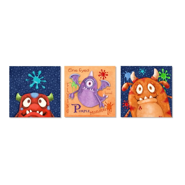 Monster Splat Ensemble d'Art Mural en Toile 3 Pcs