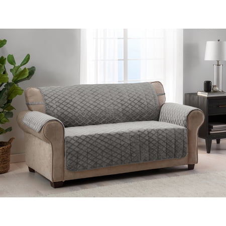 Innovative Textile Solutions 1-piece Fairmont Diamond Plush Sofa Furniture Cover  Grey