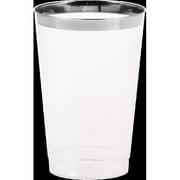 Silver Rimmed Clear Plastic Glass, 12 oz, 8pk by CREATIVE CONVERTING