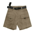 thumbnail image 4 of Women Work Pants Women'S Spring/Summer Mid-Waist Pocket Denim Overalls Casual Shorts Pants Khaki L, 4 of 8