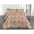 thumbnail image 2 of Ambesonne Hawaiian Summer Quilted Bedspread Set 3 Pcs, Art Psychedelic, Queen, Coral Cadet Blue, 2 of 4