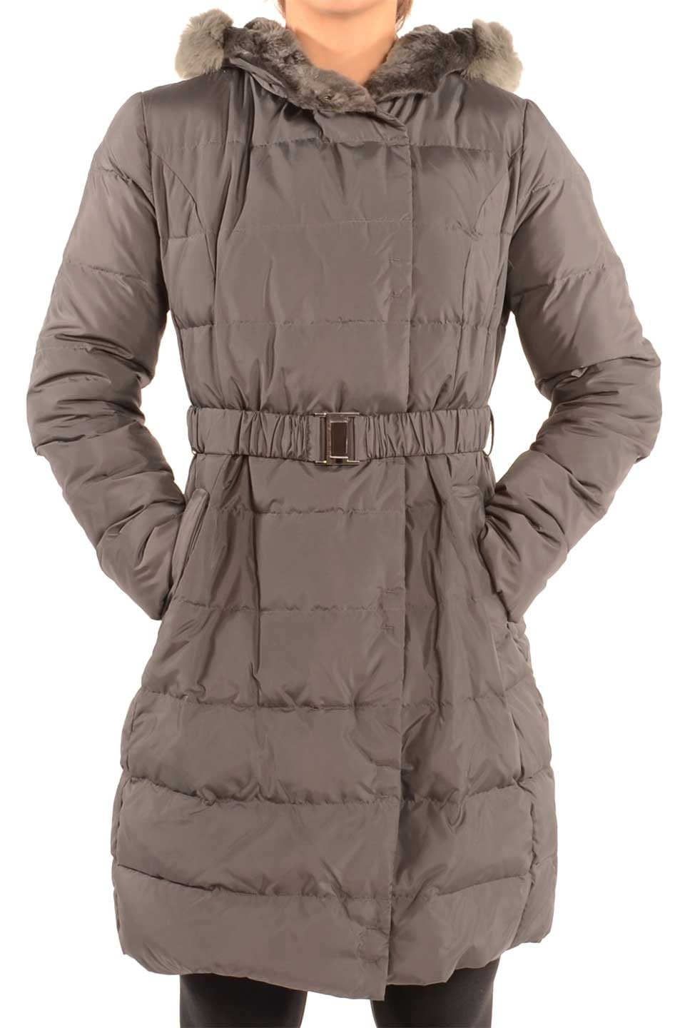 tahari faux fur trim puffer coat