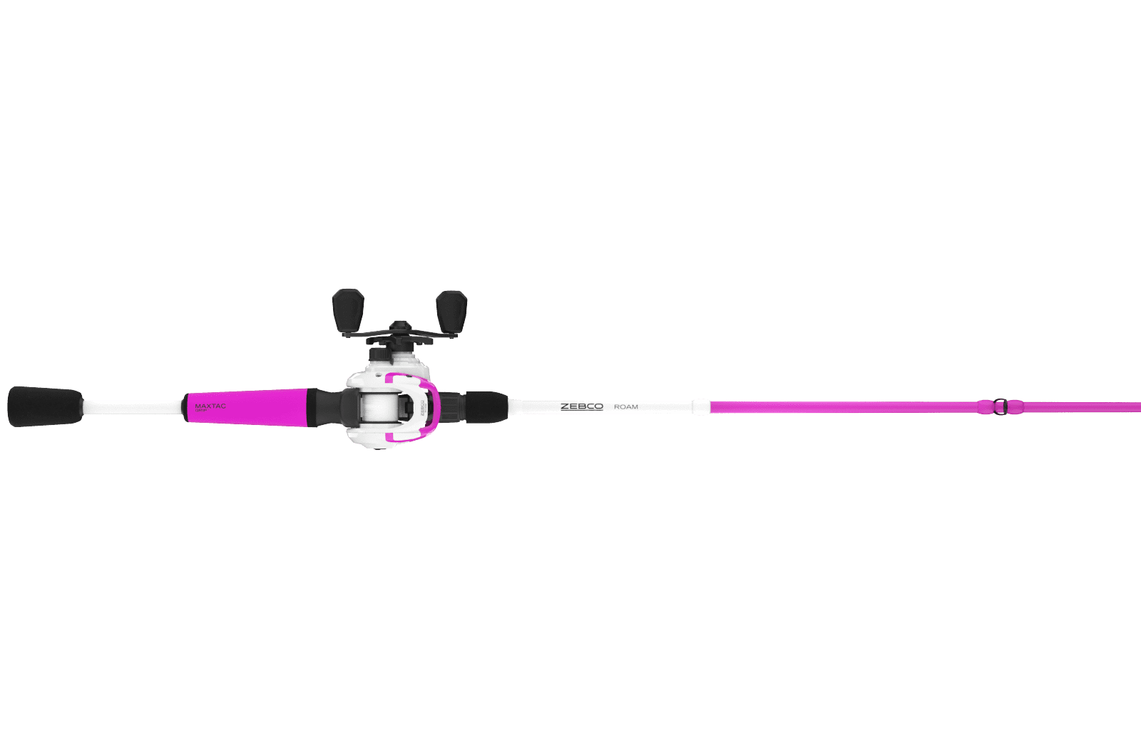 Zebco Roam Baitcast Reel and Fishing Rod Combo, 6-Foot 6-Inch 2-piece Rod, Size 100 Reel, Left-Hand Retrieve, Pink