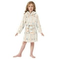 thumbnail image 6 of FORMRS Kids Bathrobe Unisex Hooded Robe Toddler Pajamas Sleepwear, Size 2-3T, Beige Nautical Pattern, 6 of 7
