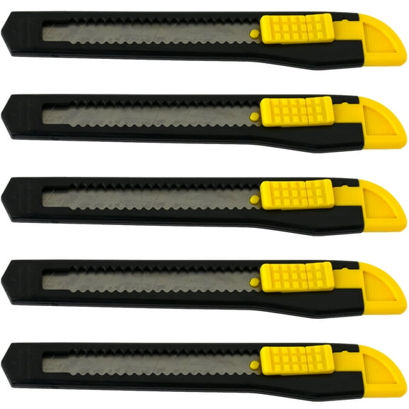 5 Small Safety Box Cutter Utility Knife Retractable Snap off Blade BLACK