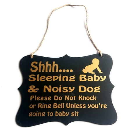 Hanging Wall Sign Wall Hanging Ornament Painted Wood Decorative Shhh Baby Sleeping Door Sign Black Decoration for Home Party Supply Style 2 ()