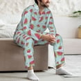 thumbnail image 7 of Yiaed Watermelon Print Men’s Pajamas Set - Long Sleeve Button Down Sleep Shirt and Pajama Bottoms Sleepwear Set Mens Pjs Sets Men's Pajama Bottoms-Large, 7 of 7