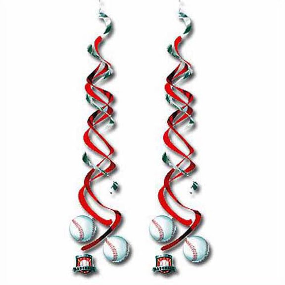 Team Sports Baseball Hanging Swirl Decorations (2ct)