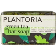 Plantoria Green Tea Natural Soap Bar | Anti Aging Plant Based Pure Body Soap | Antioxidant Rich Soap for Men & Women With Green Tea, Pea Flower, Olive Leaf, Coconut, Witch Hazel