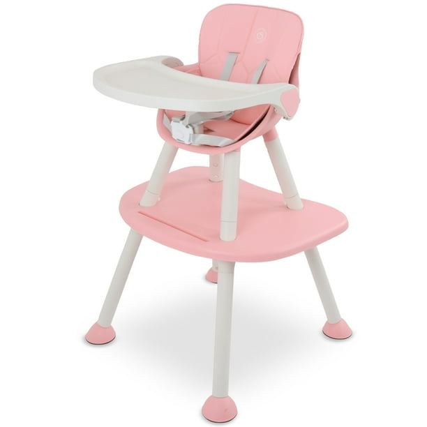 Silla Periquera de Bebe para Comer 2 en 1 Convertible en Silla y Mesa de Estructura Firme con Broches de Seguridad y Patas Antideslizantes Rosa