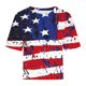 thumbnail image 4 of Tops de Hombro para las Mujeres de Verano, Día de la Independencia Impreso, Cuello Redondo de Manga Corta, 4 of 8