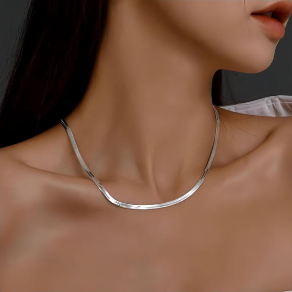 Xioeram Lady Snake Bone Chain Necklace Lightweight Adjustable with Extended Chain Luster Titanium Steel Valentines Day Gift Jewelry for Dates Work Parties
