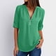 thumbnail image 3 of Blusas Umfun para mujer, camisas de manga larga, túnica informal con cremallera y cuello en V, blusa enrollable, tops verde menta S, 3 of 5