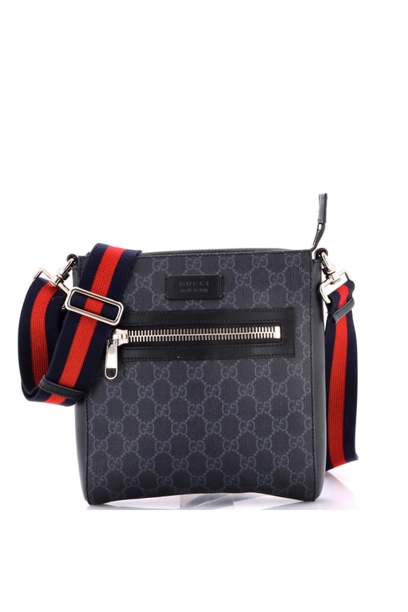 Pre-Owned Web Strap Front Zip Messenger Bag GG Coated Canvas Small By Rebag