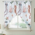 thumbnail image 2 of Seahorse Coastal Swag Valances for Windows 2 Pack, Kitchen Window Curtains 36 Inch Length, Summer Beach Ocean Shell Jellyfish Starfish Privacy Swag Curtains for Living Room/Bathroom 36"x36", 2 of 8