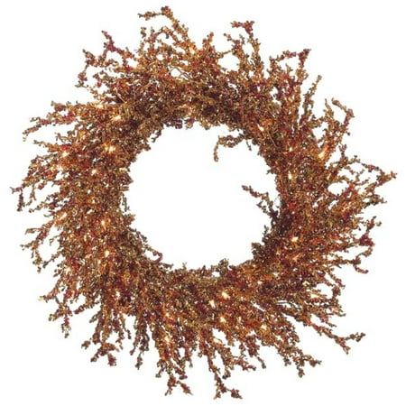 Allstate 26" Prelit Copper and Burgundy Berries Artificial Christmas Wreath